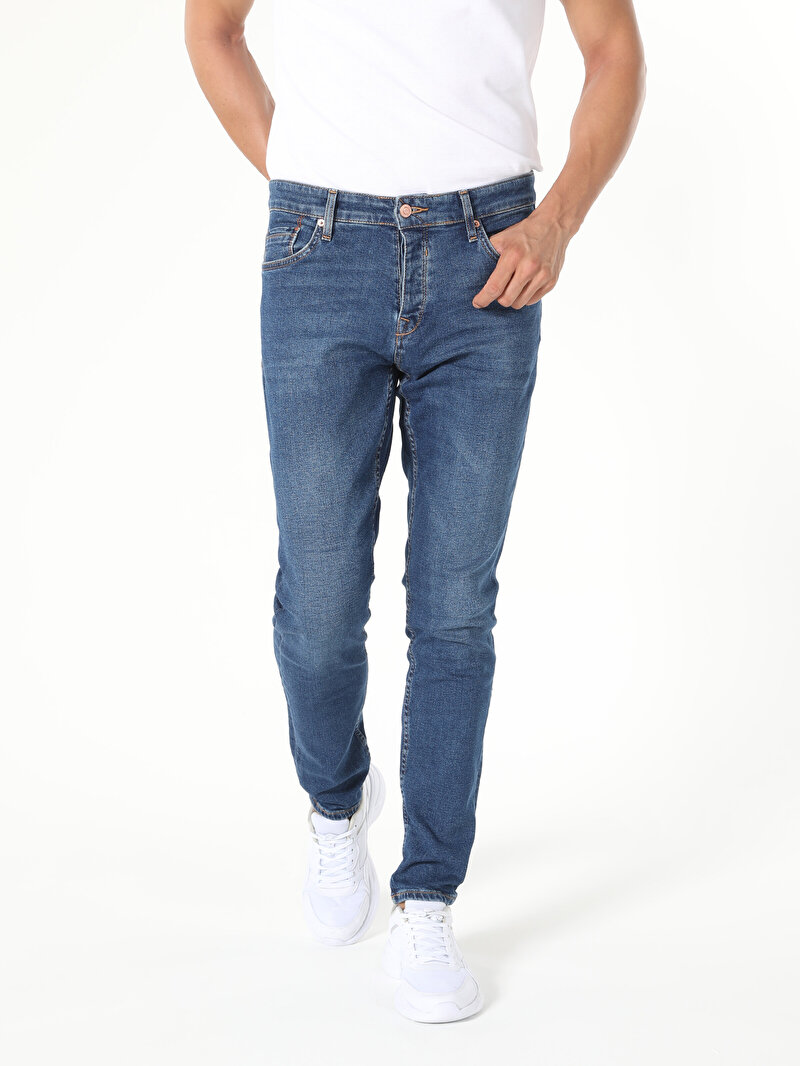 Показати інформацію про 041 Danny Джинси Чоловічі Сині Вузького Крою Cl1057157