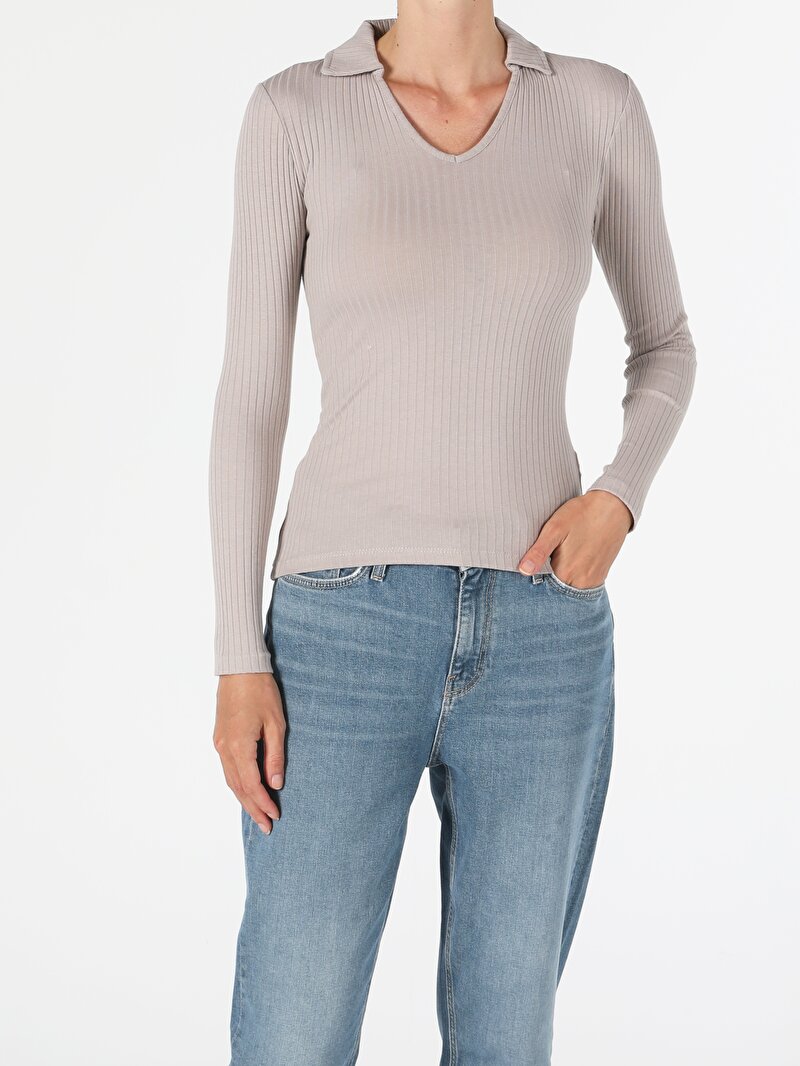 Зображення Футболка З Довгим Рукавом Жіноча Бежева  Cl1055296