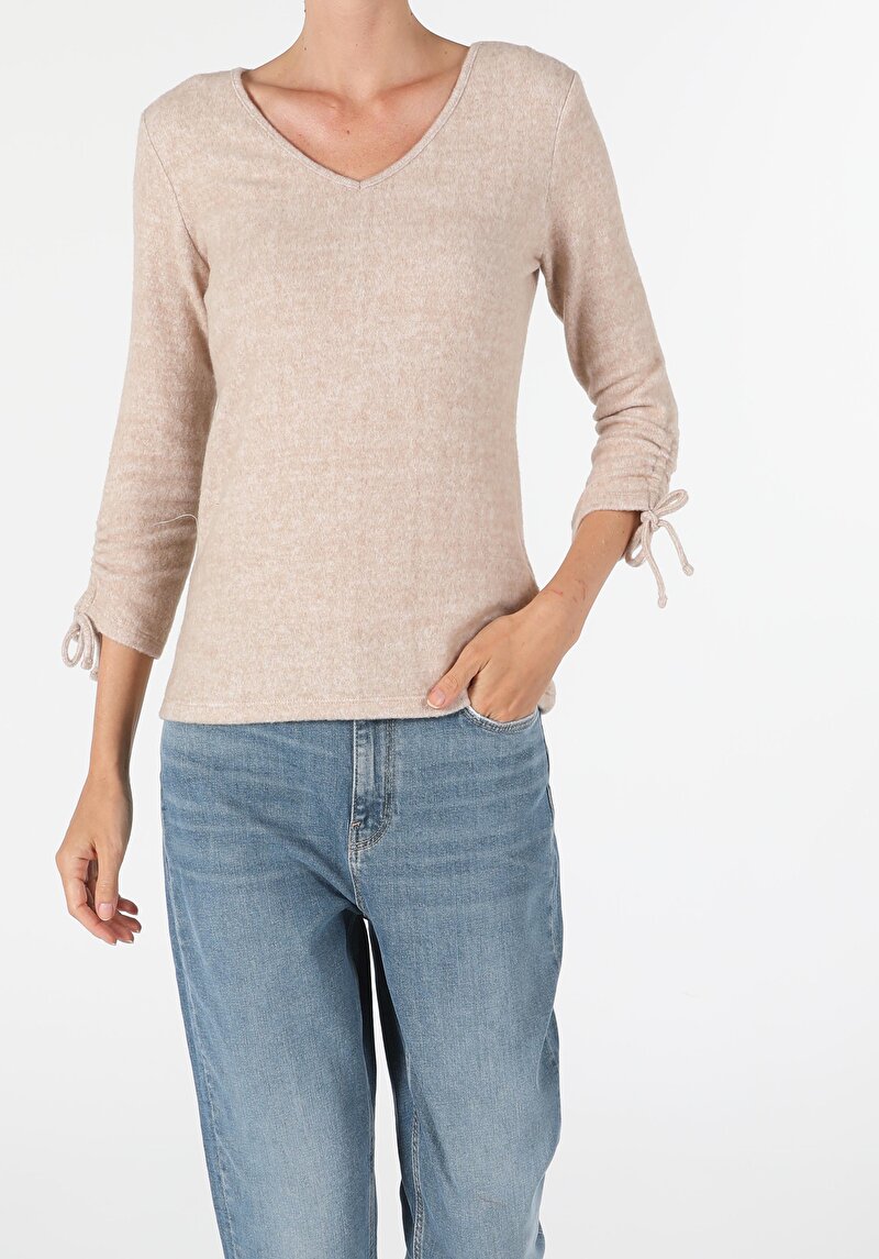 Зображення Футболка З Довгим Рукавом Жіноча Бежева  Cl1055759