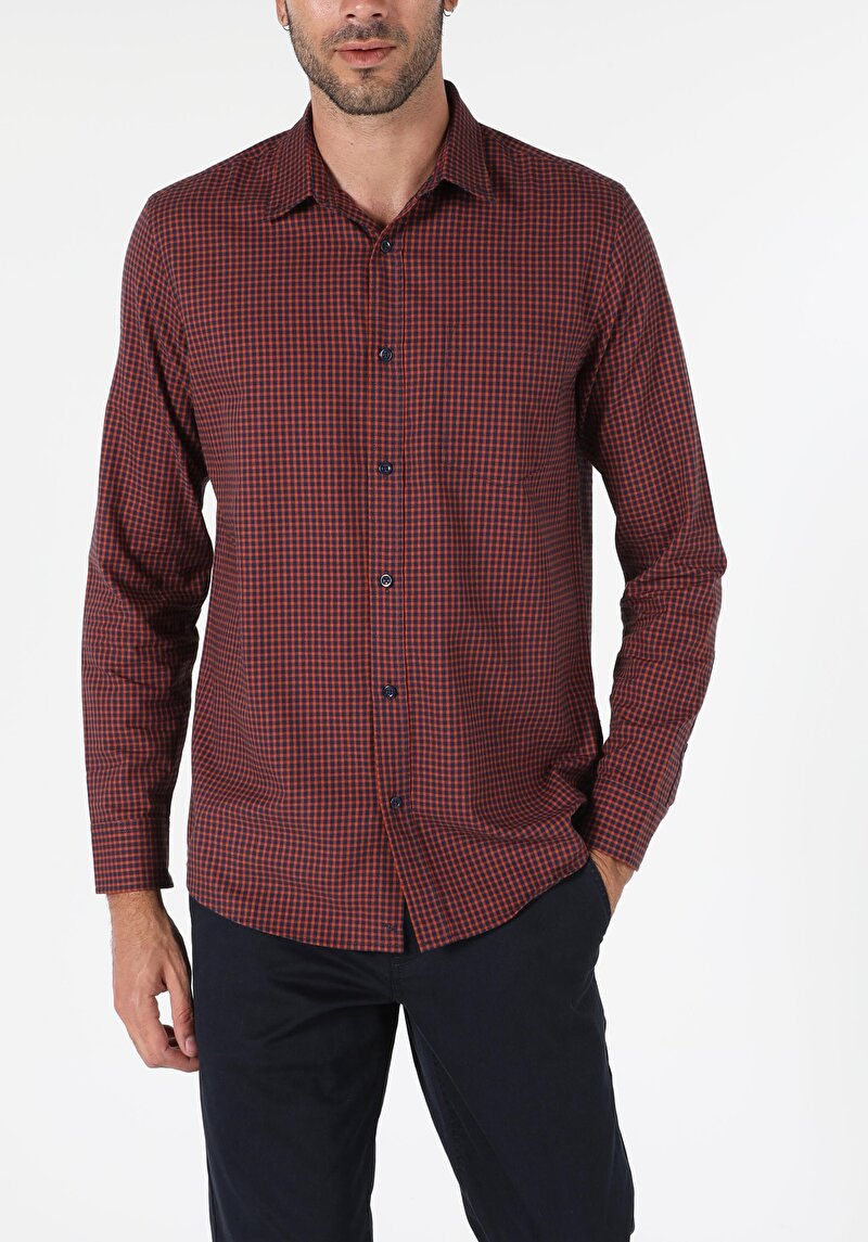 Зображення Сорочка З Довгим Рукавом Чоловіча Помаранчева Cl1044227