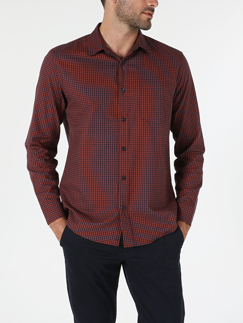 Показати інформацію про Сорочка З Довгим Рукавом Чоловіча Помаранчева  Cl1044227