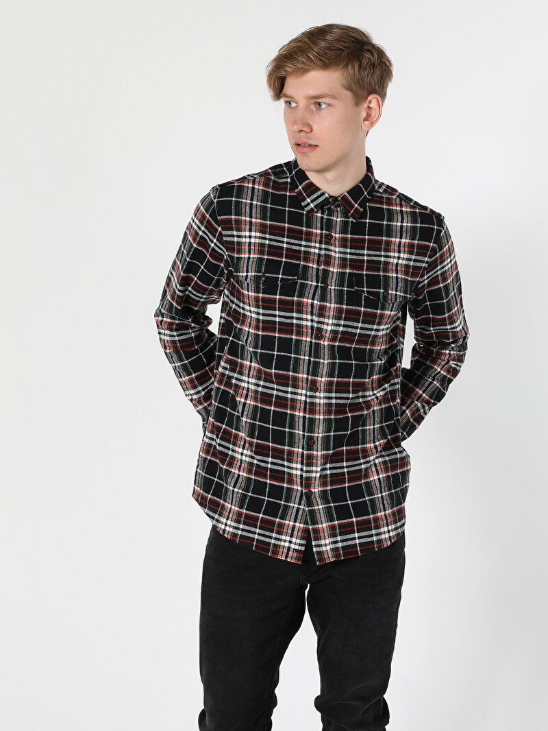 Показати інформацію про Сорочка З Довгим Рукавом Чоловіча Чорна  Cl1055940