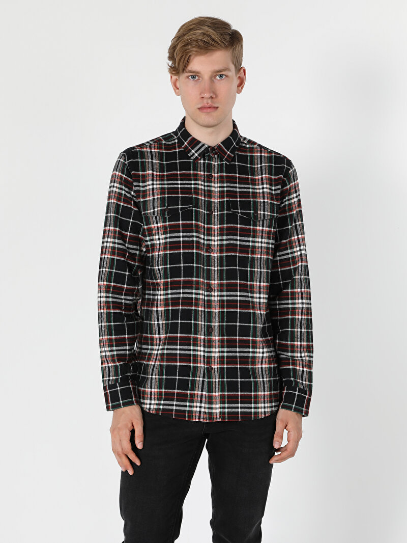 Показати інформацію про Сорочка З Довгим Рукавом Чоловіча Чорна  Cl1055940