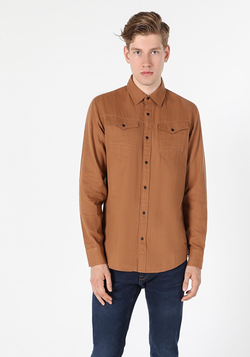 Зображення Сорочка З Довгим Рукавом Чоловіча Коричнева  Cl1050210