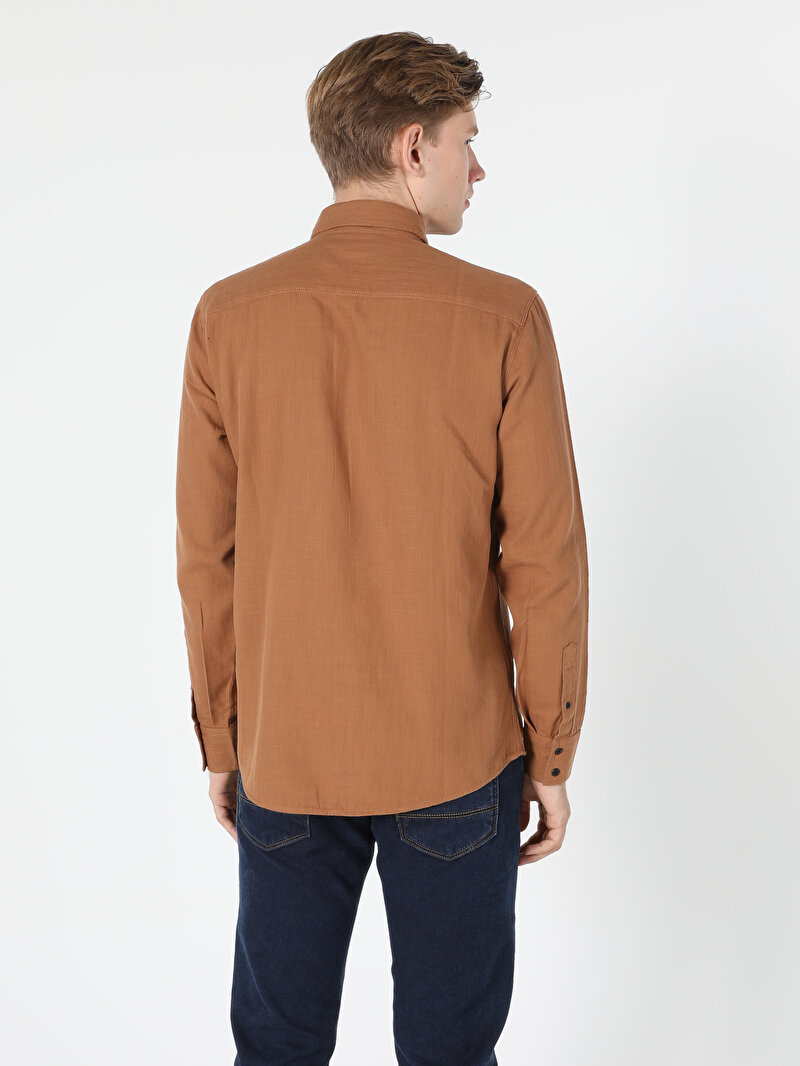 Показати інформацію про Сорочка З Довгим Рукавом Чоловіча Коричнева  Cl1050210