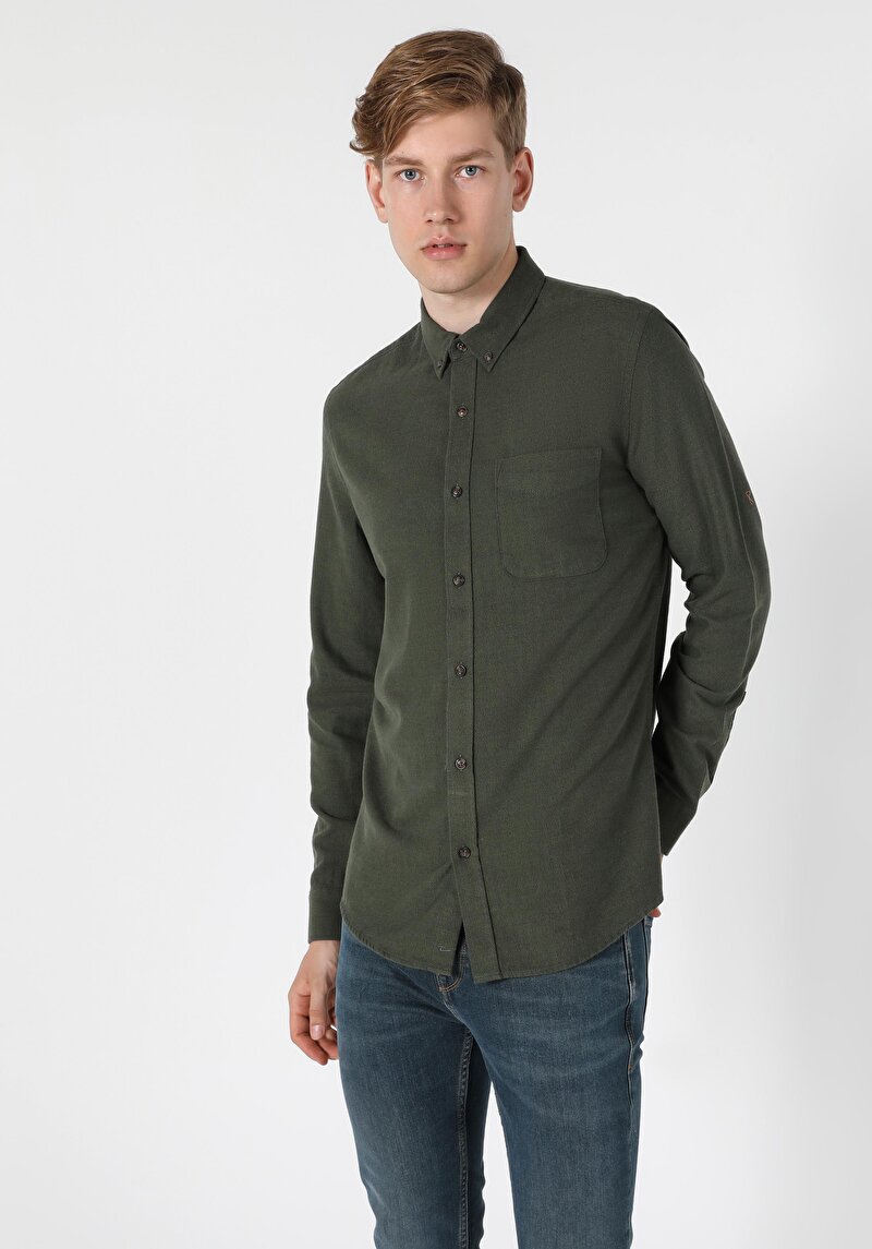 Зображення Сорочка З Довгим Рукавом Чоловіча Зелена Cl1055941