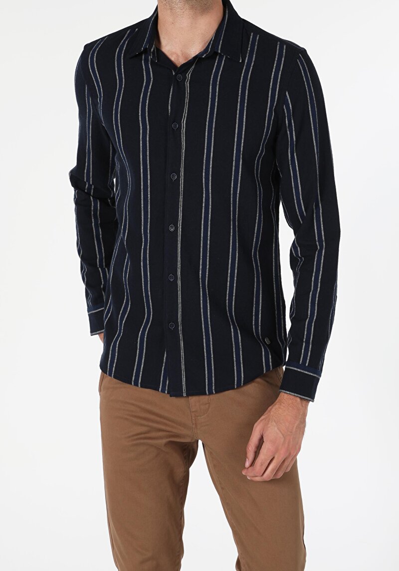 Показати інформацію про Сорочка З Довгим Рукавом Чоловіча Синя  Cl1054984