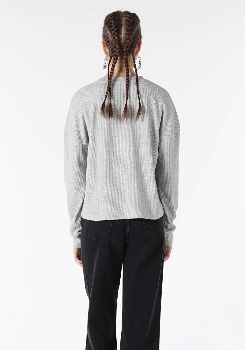 Показати інформацію про Футболка З Довгим Рукавом Жіноча Сіра  Cl1057218