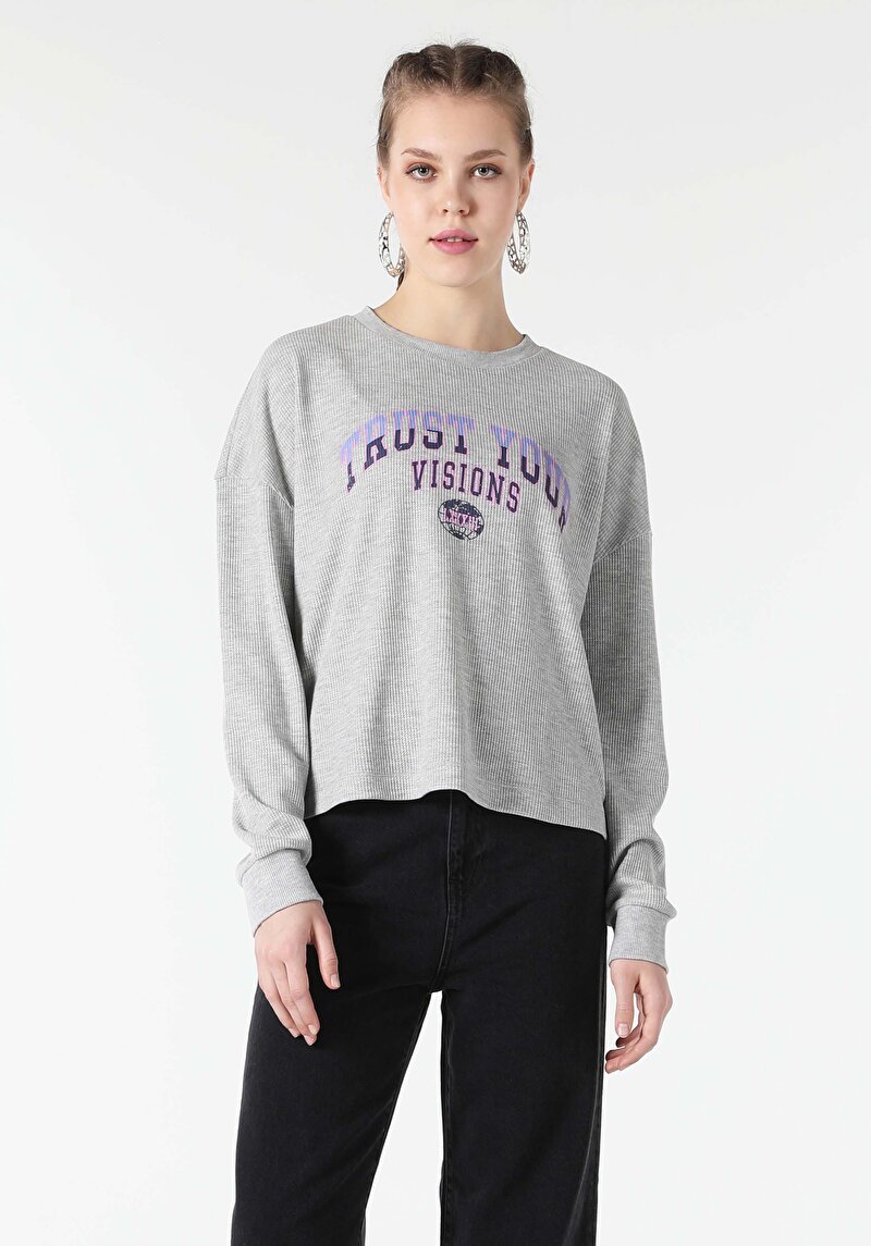 Показати інформацію про Футболка З Довгим Рукавом Жіноча Сіра  Cl1057218