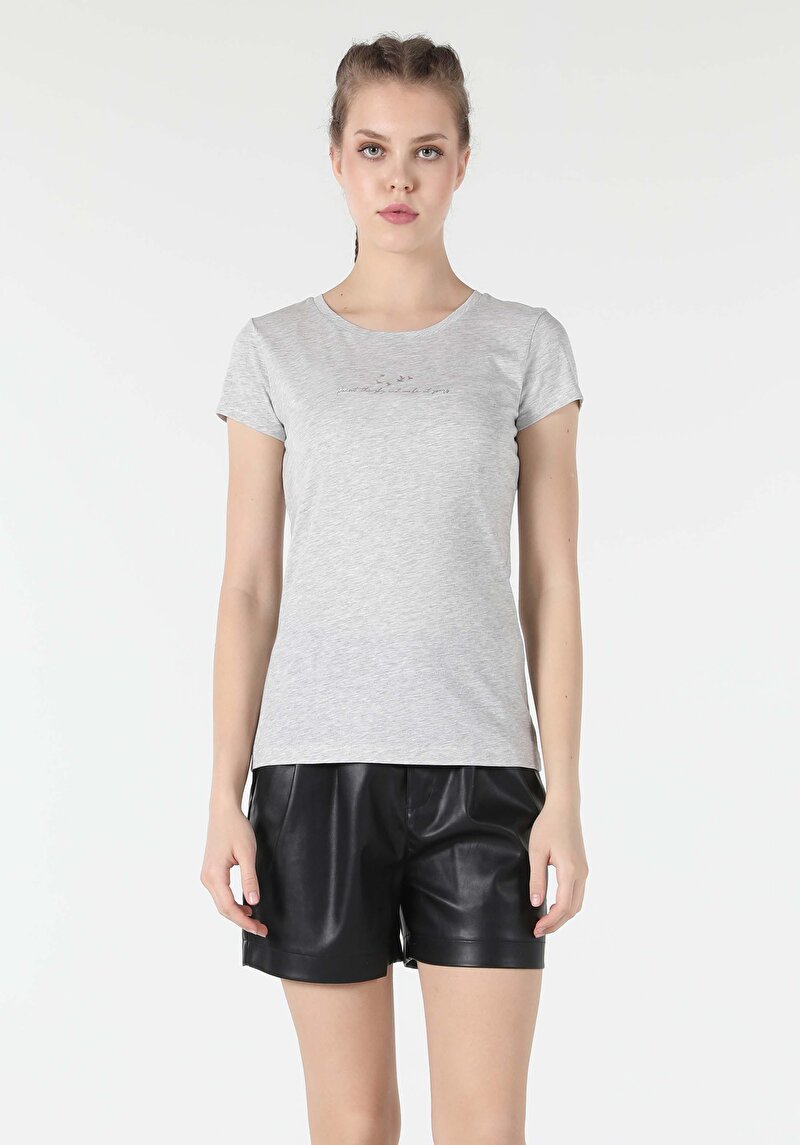 Показати інформацію про Футболка З Коротким Рукавом Жіноча Сіра  Cl1058480