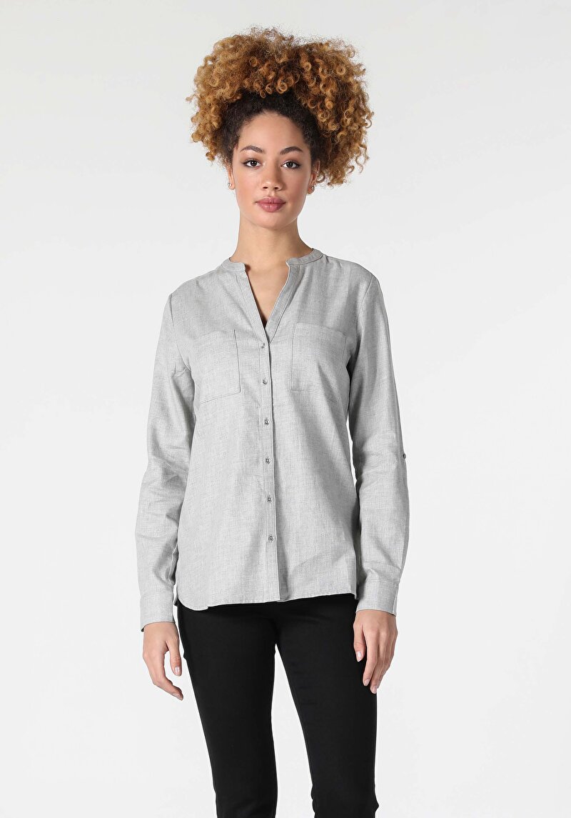 Показати інформацію про Сорочка З Довгим Рукавом Жіноча Сіра  Cl1057275