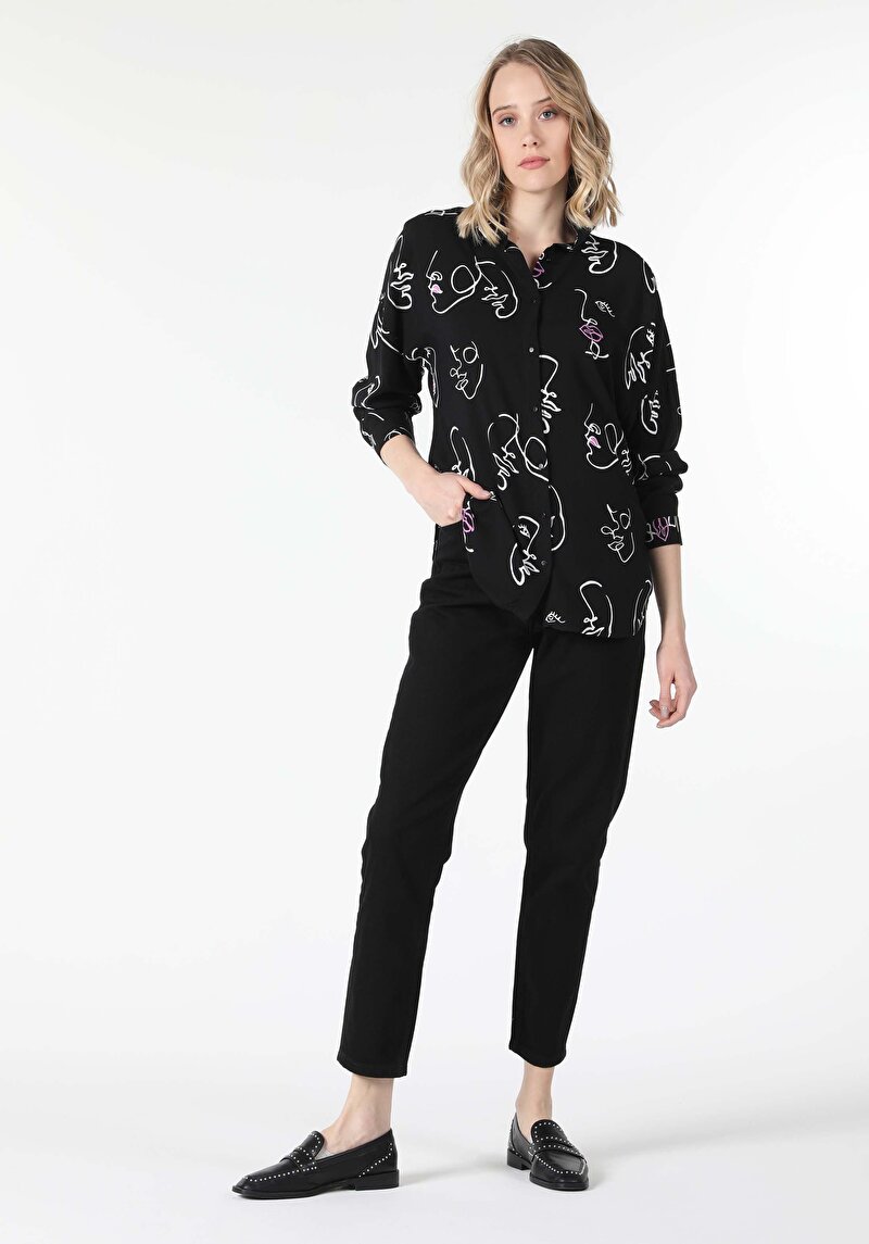 Зображення Сорочка З Довгим Рукавом Жіноча Чорна Cl1057199