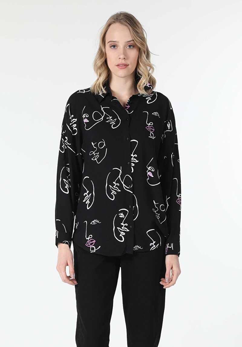 Показати інформацію про Сорочка З Довгим Рукавом Жіноча Чорна  Cl1057199