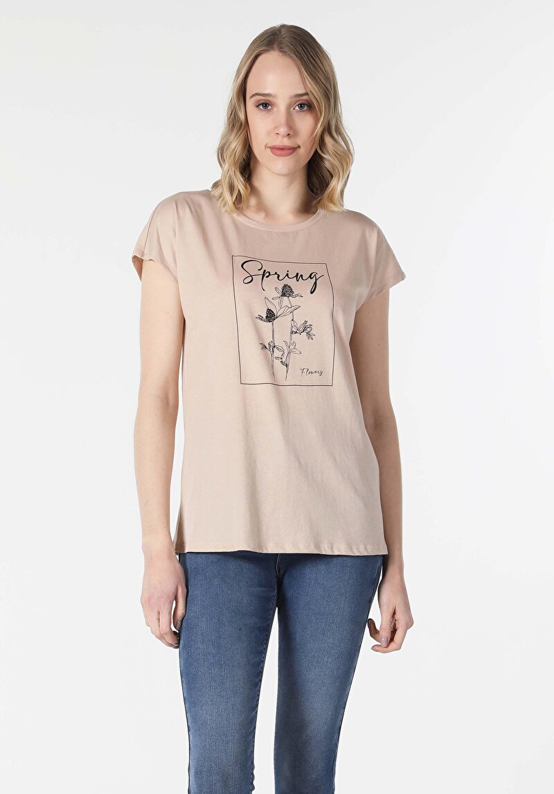 Показати інформацію про Футболка З Коротким Рукавом Жіноча Бежева  Cl1058484