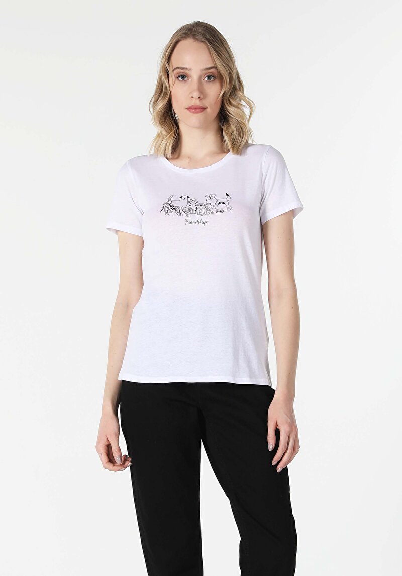 Показати інформацію про Футболка З Коротким Рукавом Жіноча Біла  Cl1058500