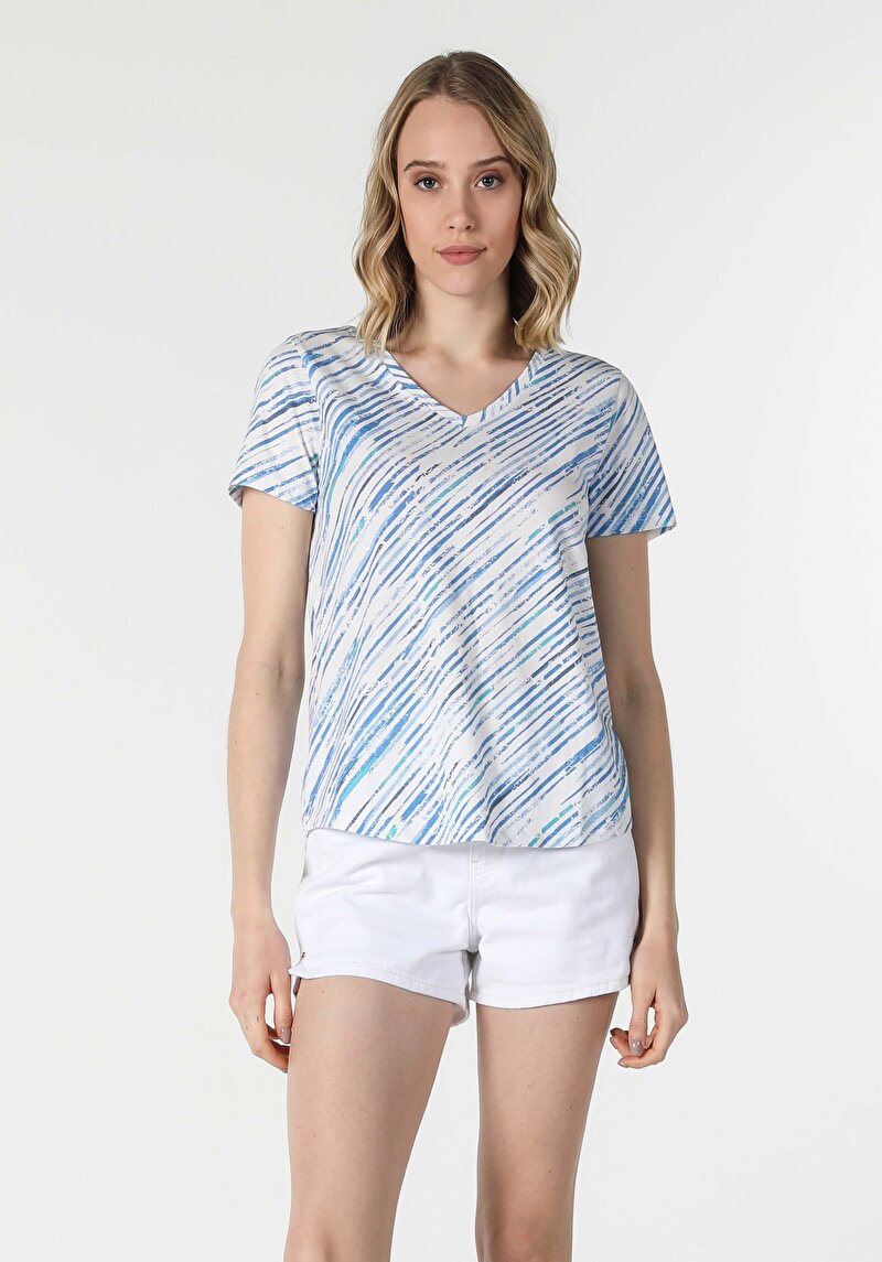 Показати інформацію про Футболка З Коротким Рукавом Жіноча Блакитна  Cl1058151