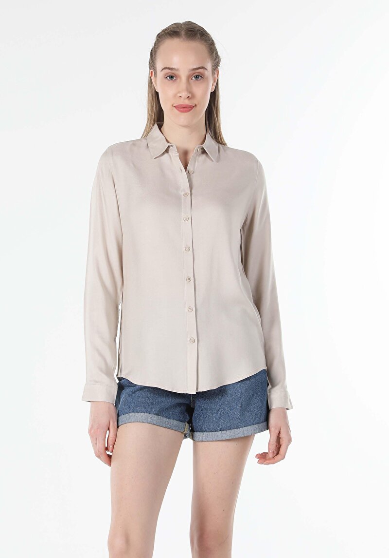 Показати інформацію про Сорочка З Довгим Рукавом Жіноча Бежева  Cl1048443