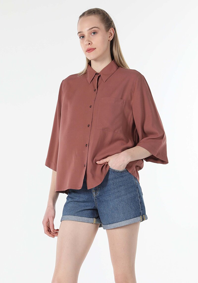 Показати інформацію про Сорочка З Довгим Рукавом Жіноча Коричнева  Cl1057300