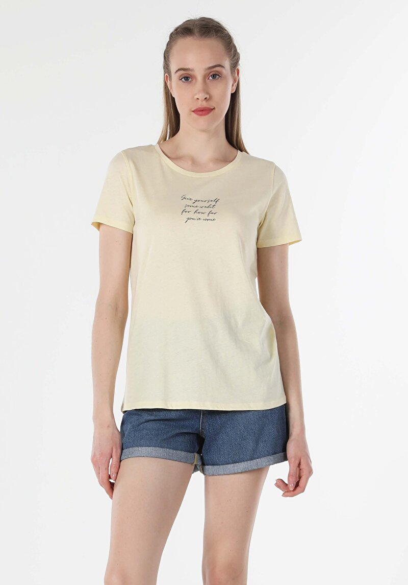 Показати інформацію про Футболка З Коротким Рукавом Жіноча Жовта  Cl1058482