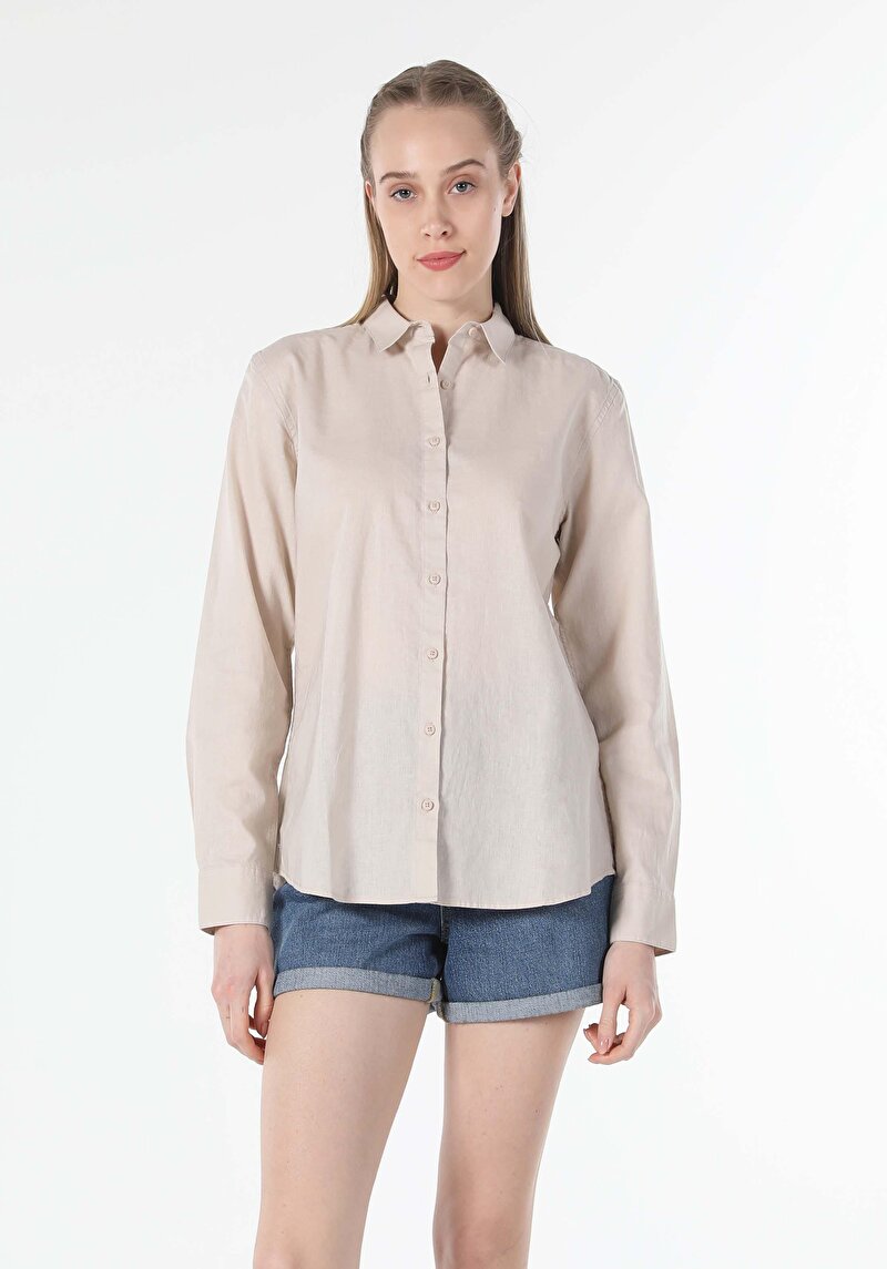 Показати інформацію про Сорочка З Довгим Рукавом Жіноча Бежева  Cl1058517