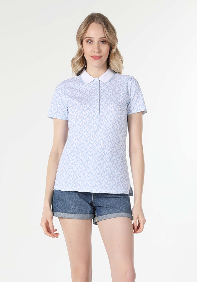 Показати інформацію про Футболка З Коротким Рукавом Жіноча Блакитна  Cl1058160
