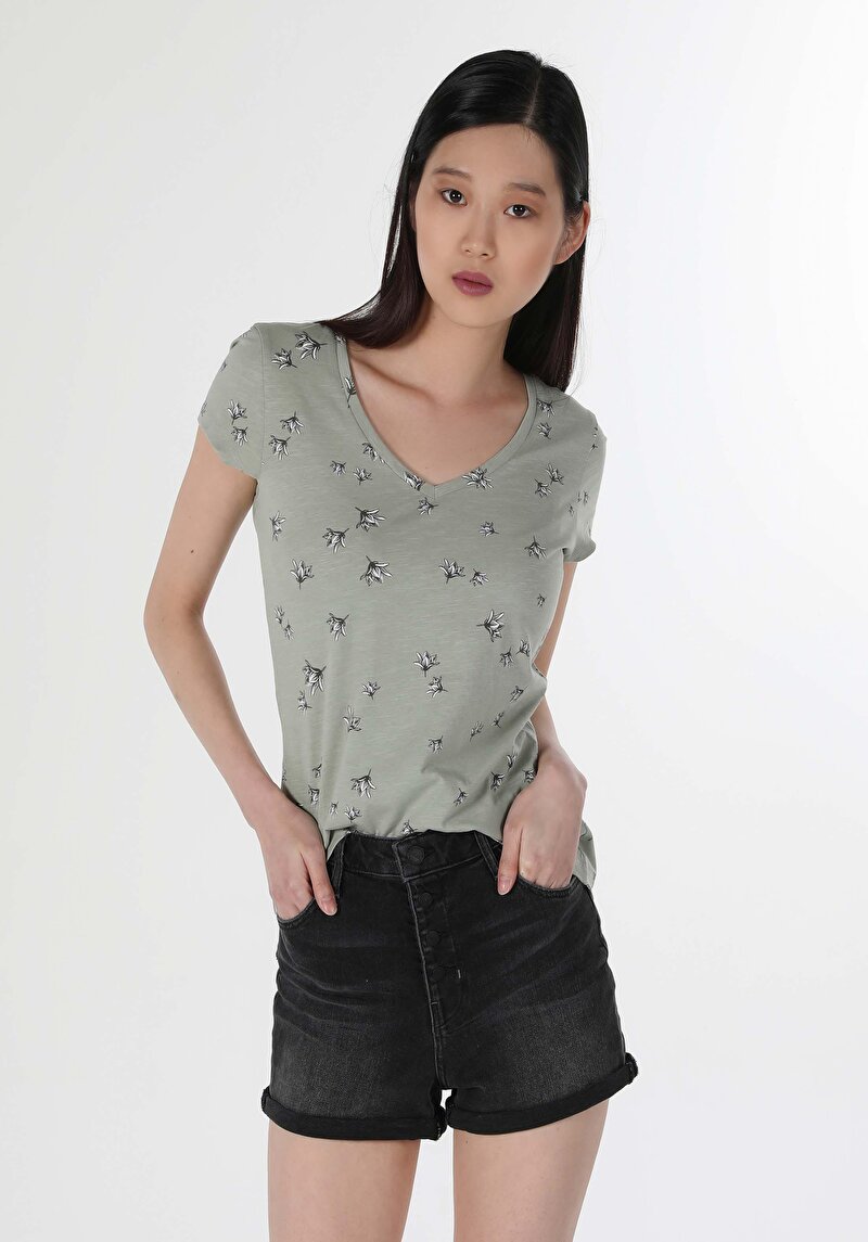 Показати інформацію про Футболка З Коротким Рукавом Жіноча Зелена  Cl1059030