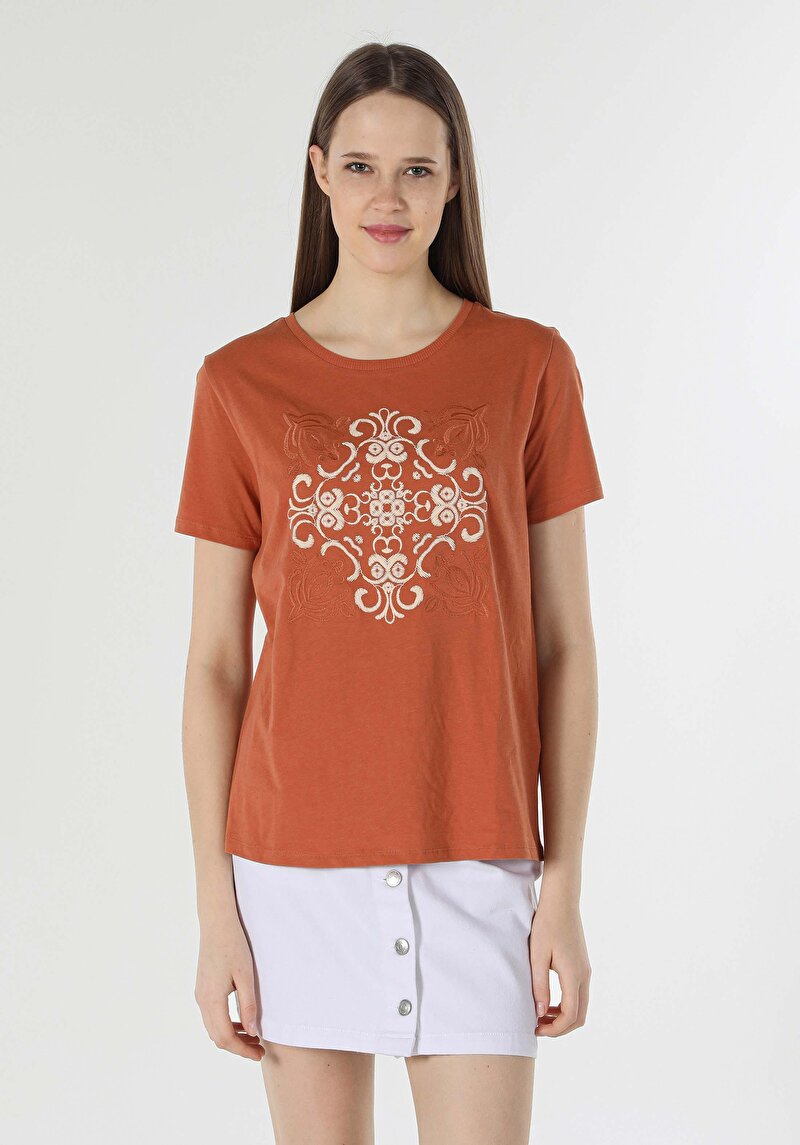 Показати інформацію про Футболка З Коротким Рукавом Жіноча Коричнева  Cl1059051