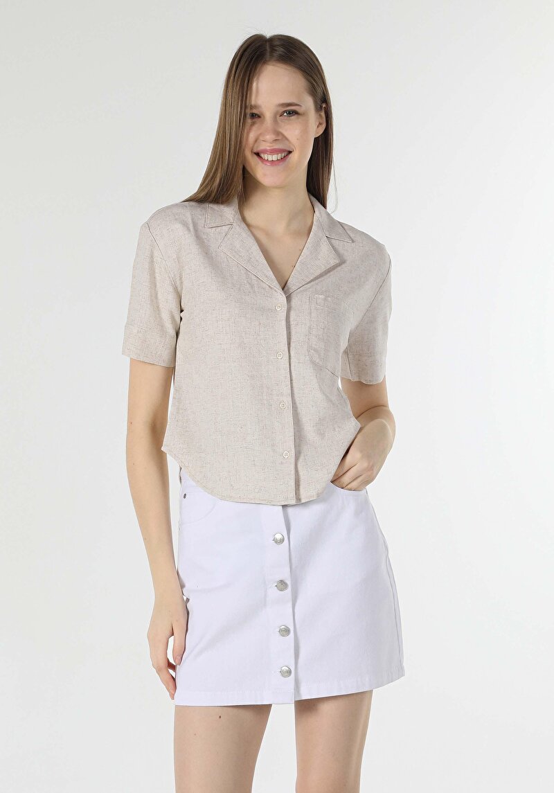 Показати інформацію про Сорочка З Коротким Рукавом Жіноча Бежева  Cl1059360