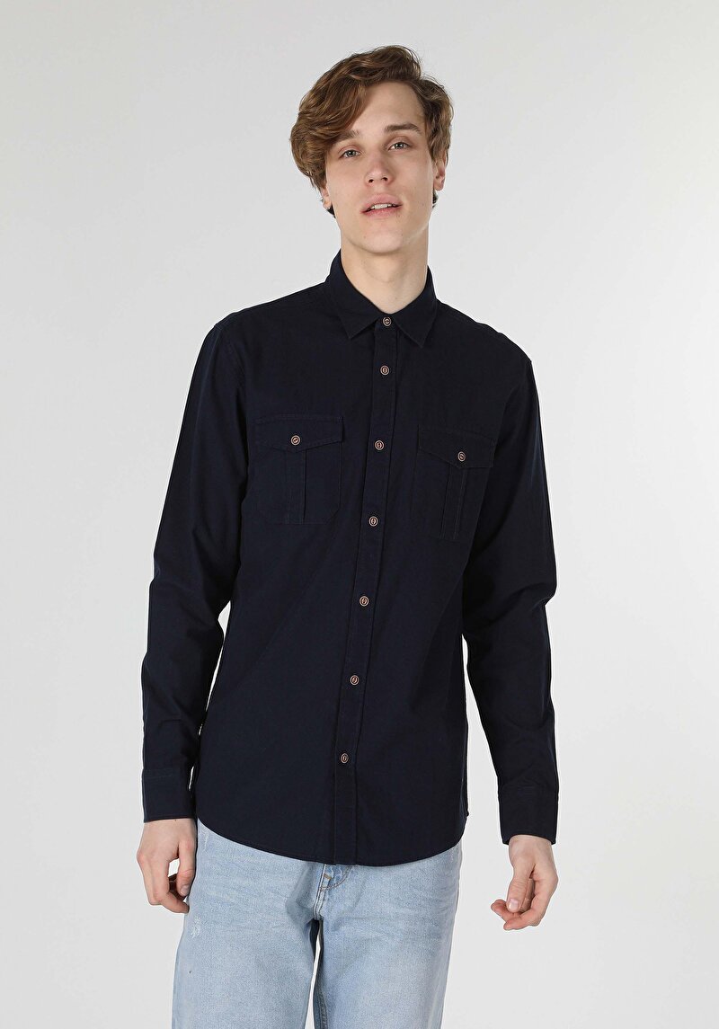 Зображення Сорочка З Довгим Рукавом Чоловіча Синя Cl1058248