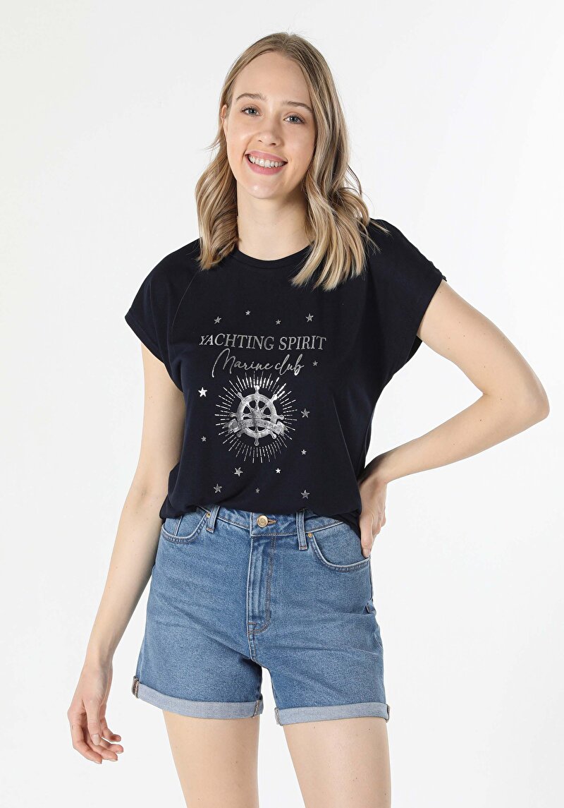 Зображення Футболка З Коротким Рукавом Жіноча Синя  Cl1058910