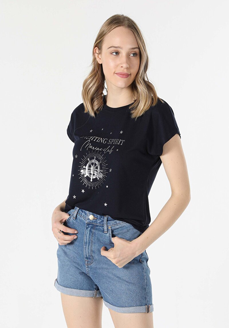 Показати інформацію про Футболка З Коротким Рукавом Жіноча Синя  Cl1058910