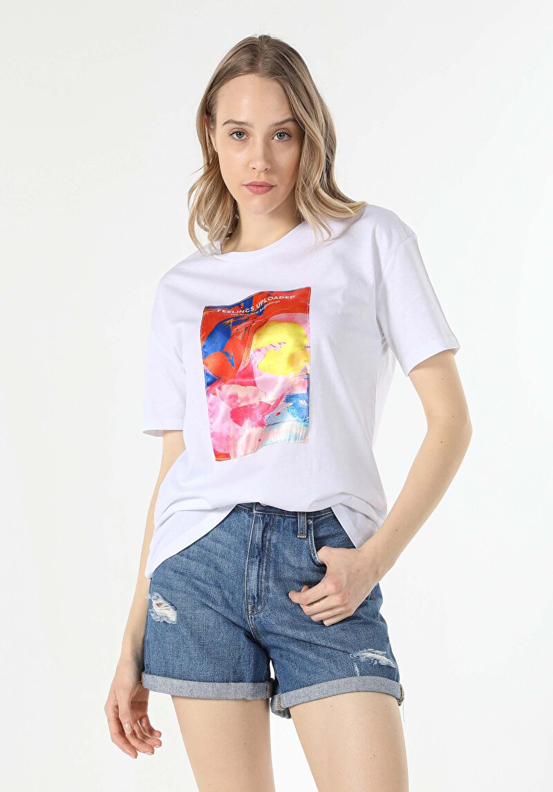 Показати інформацію про Футболка З Коротким Рукавом Жіноча Біла  Cl1059034