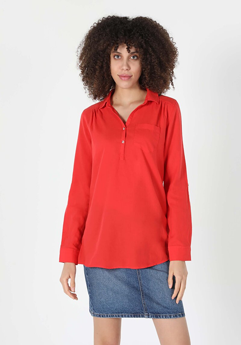 Показати інформацію про Сорочка З Довгим Рукавом Жіноча Червона  Cl1058747