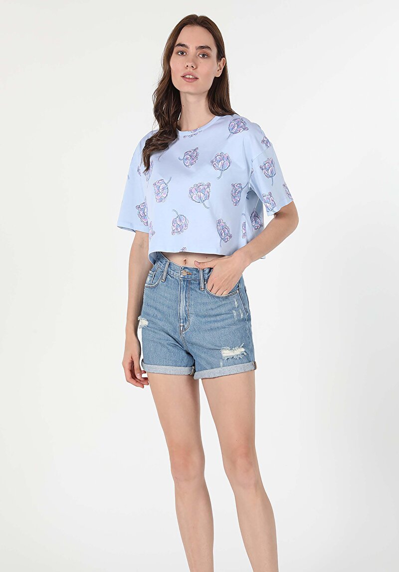 Зображення Футболка З Коротким Рукавом Жіноча Блакитна  Cl1058926