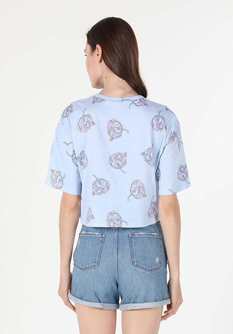 Показати інформацію про Футболка З Коротким Рукавом Жіноча Блакитна  Cl1058926