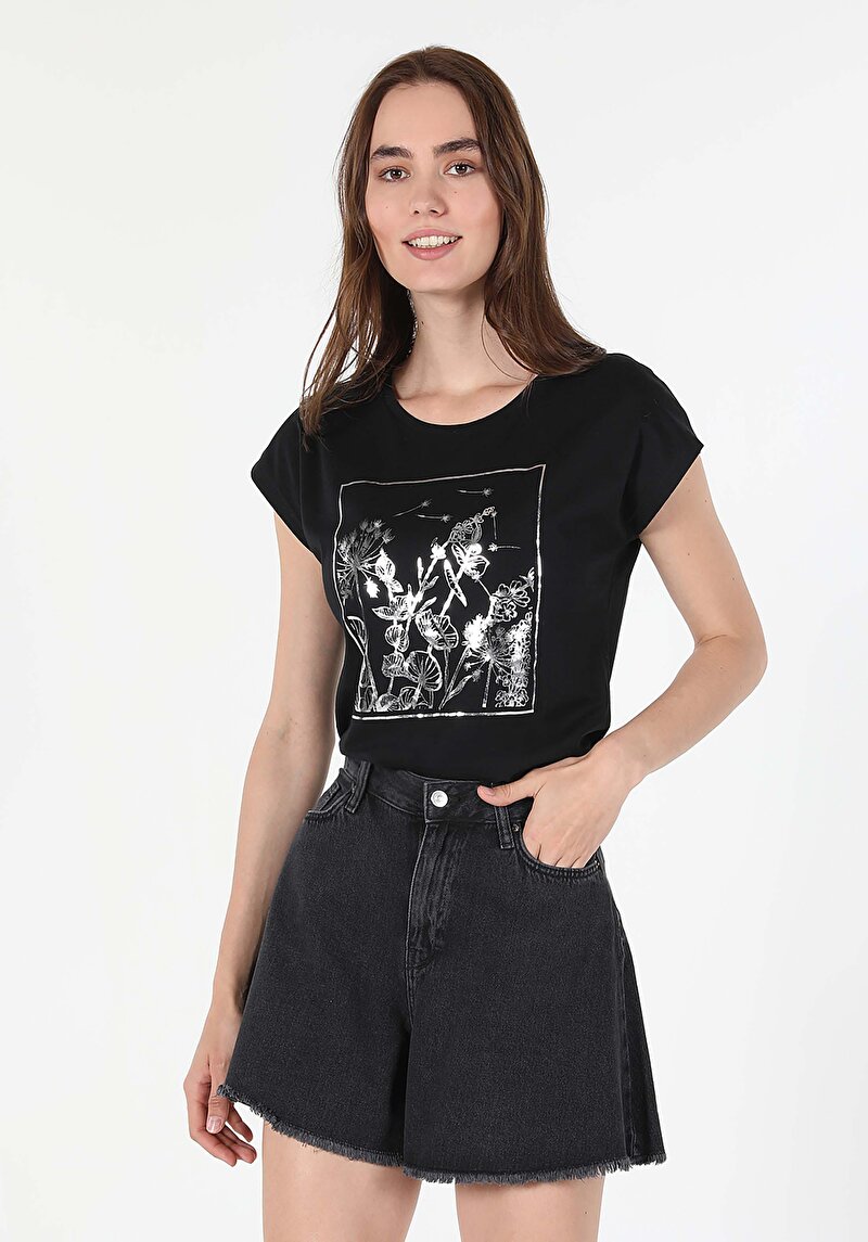 Показати інформацію про Футболка З Коротким Рукавом Жіноча Чорна  Cl1058978