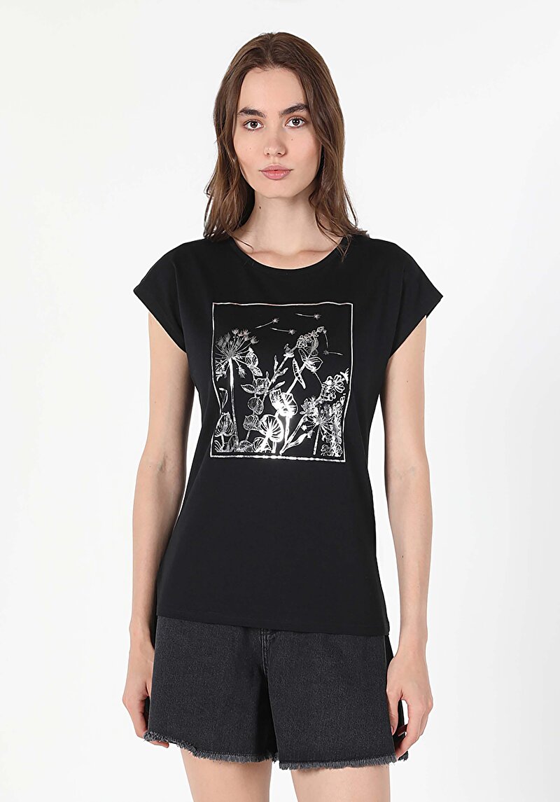 Показати інформацію про Футболка З Коротким Рукавом Жіноча Чорна  Cl1058978