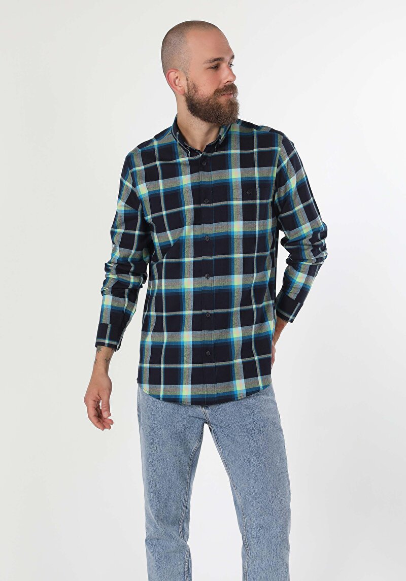 Зображення Сорочка З Довгим Рукавом Чоловіча Синя  Cl1059615