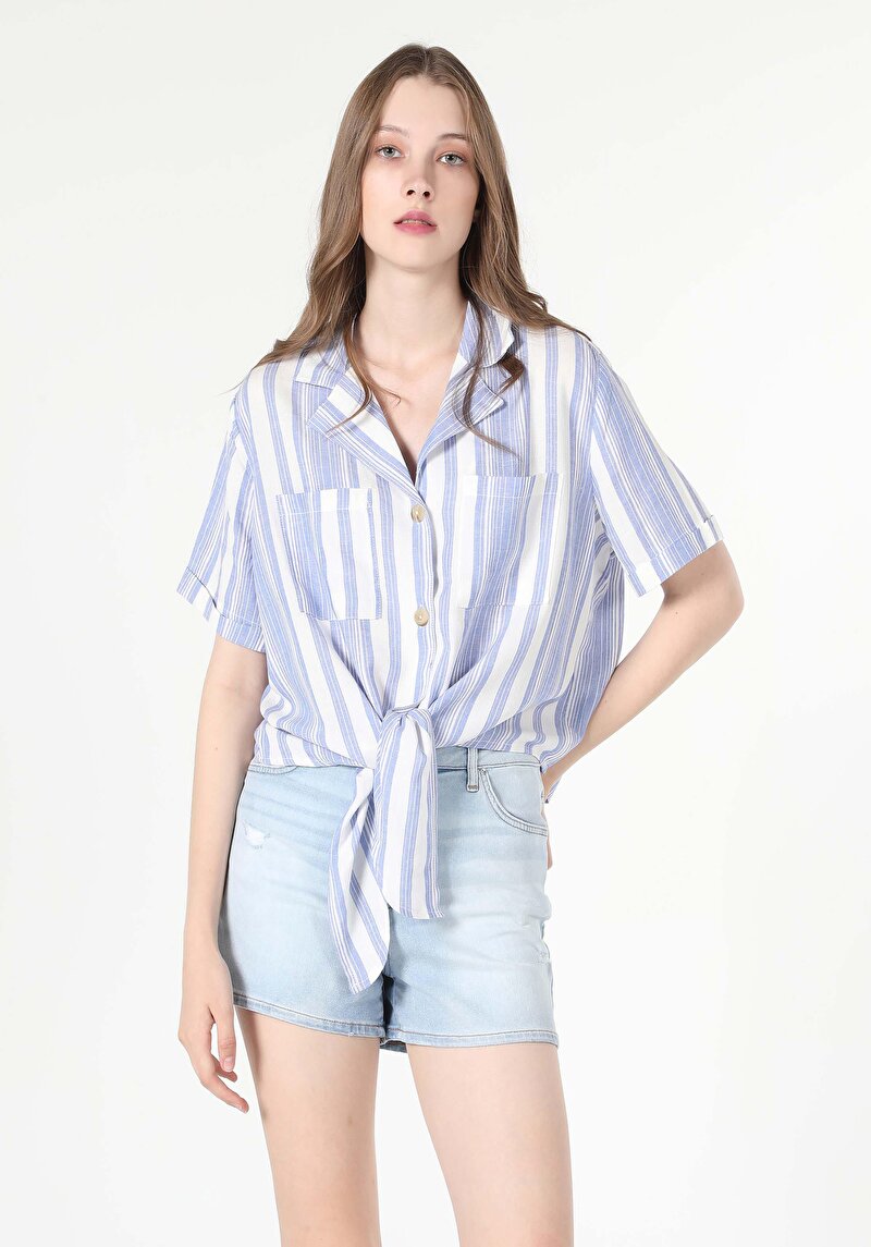 Зображення Сорочка З Коротким Рукавом Жіноча Блакитна  Cl1058758