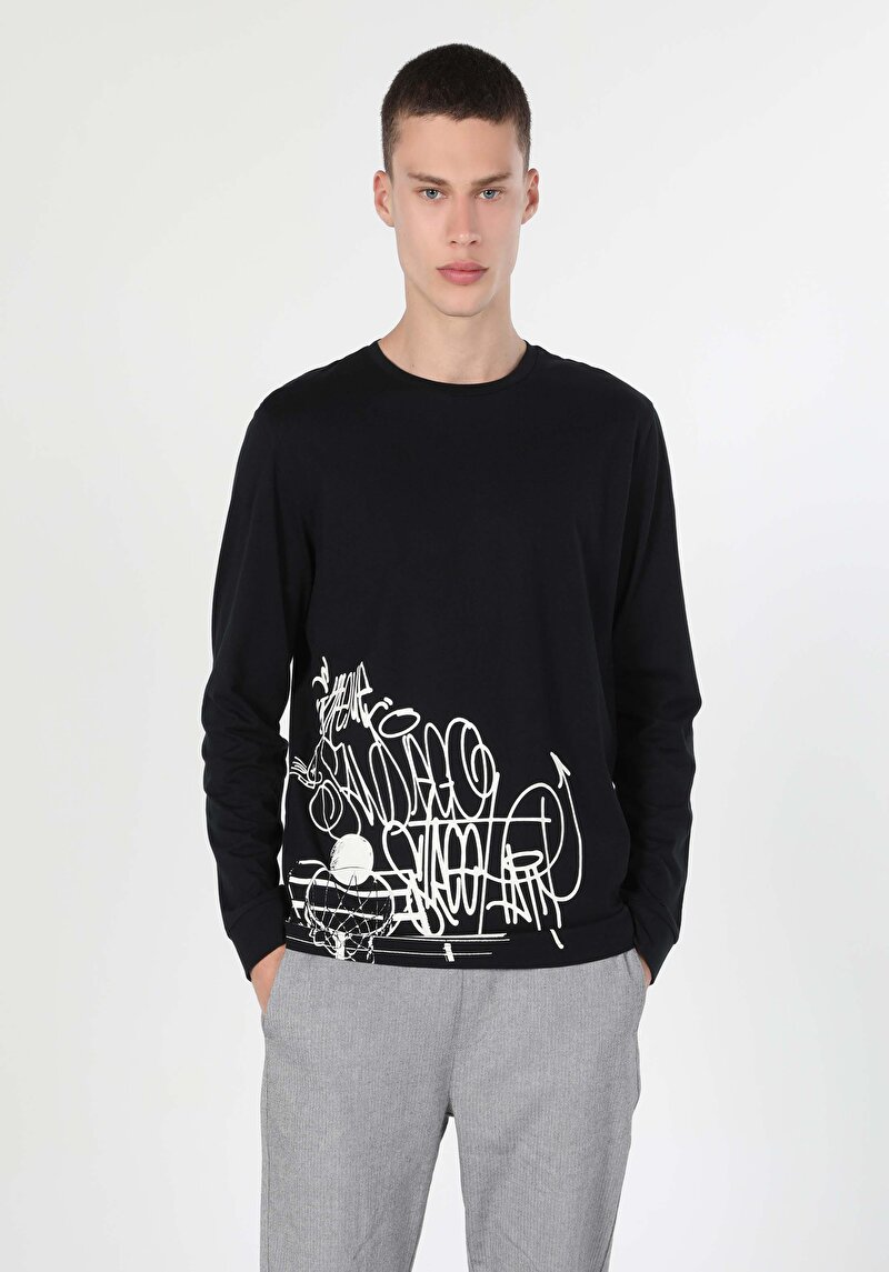 Зображення Футболка З Довгим Рукавом Чоловіча Чорна  Cl1059596