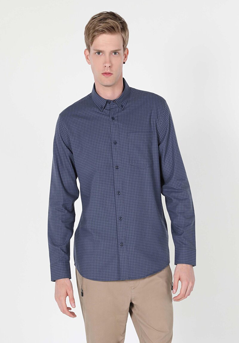 Показати інформацію про Сорочка З Довгим Рукавом Чоловіча Блакитна  Cl1044227