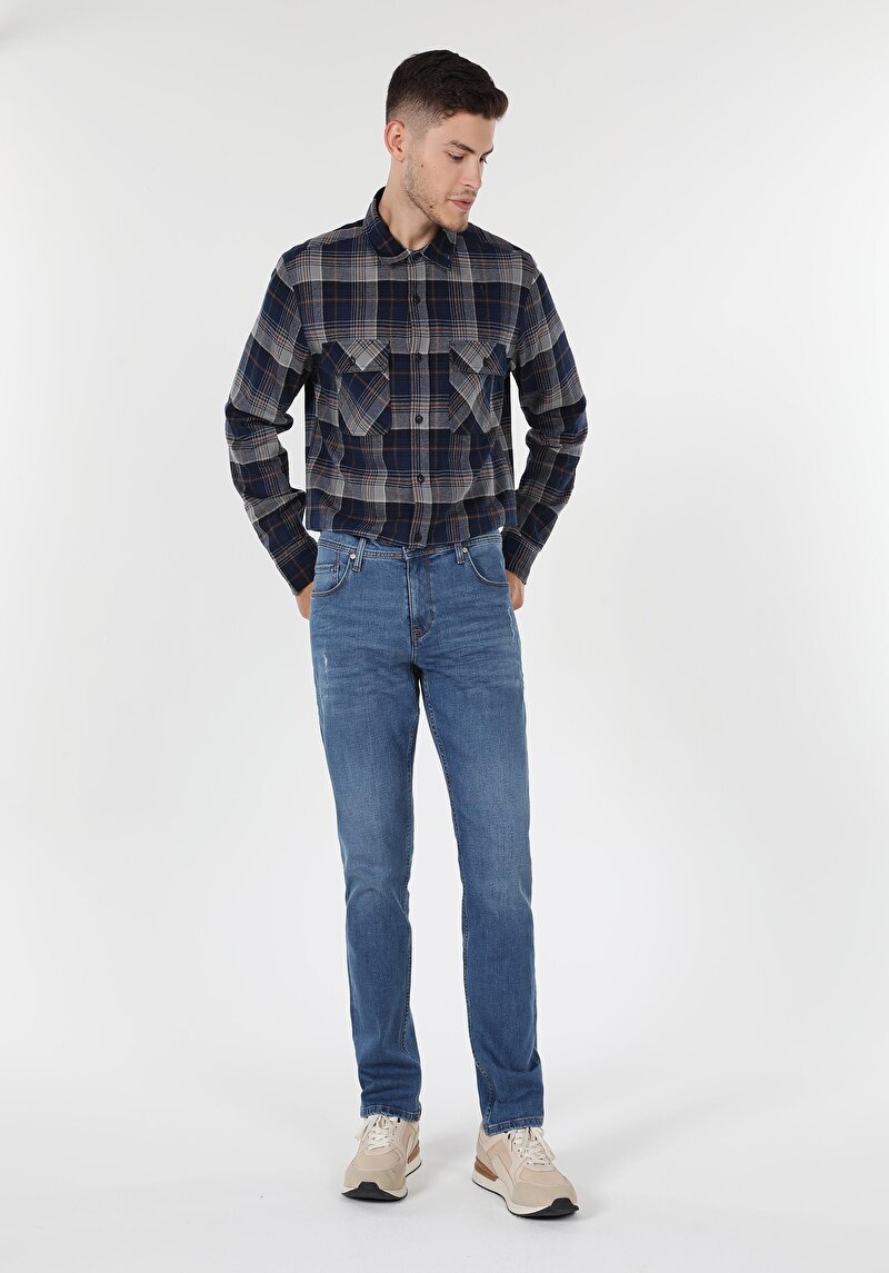 Зображення 044 Karl Джинси Чоловічі Блакитні Прямого Крою Cl1060095