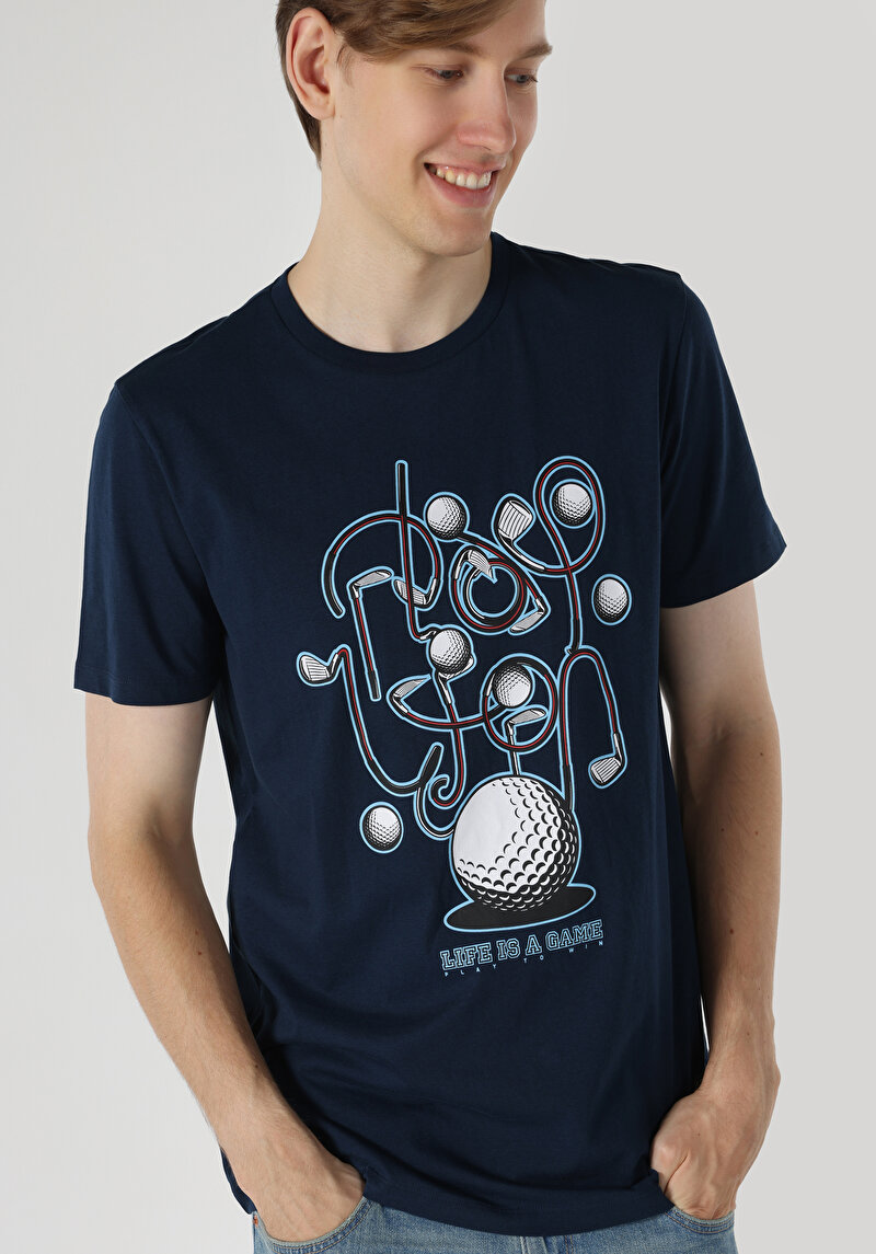 Зображення Футболка З Коротким Рукавом Чоловіча Синя  Cl1057737