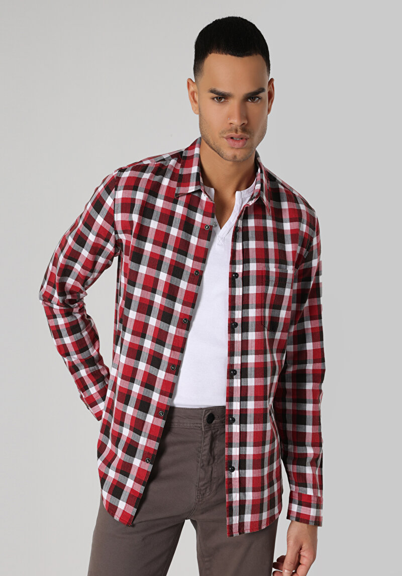 Зображення Сорочка З Довгим Рукавом Чоловіча Червона  Cl1061712