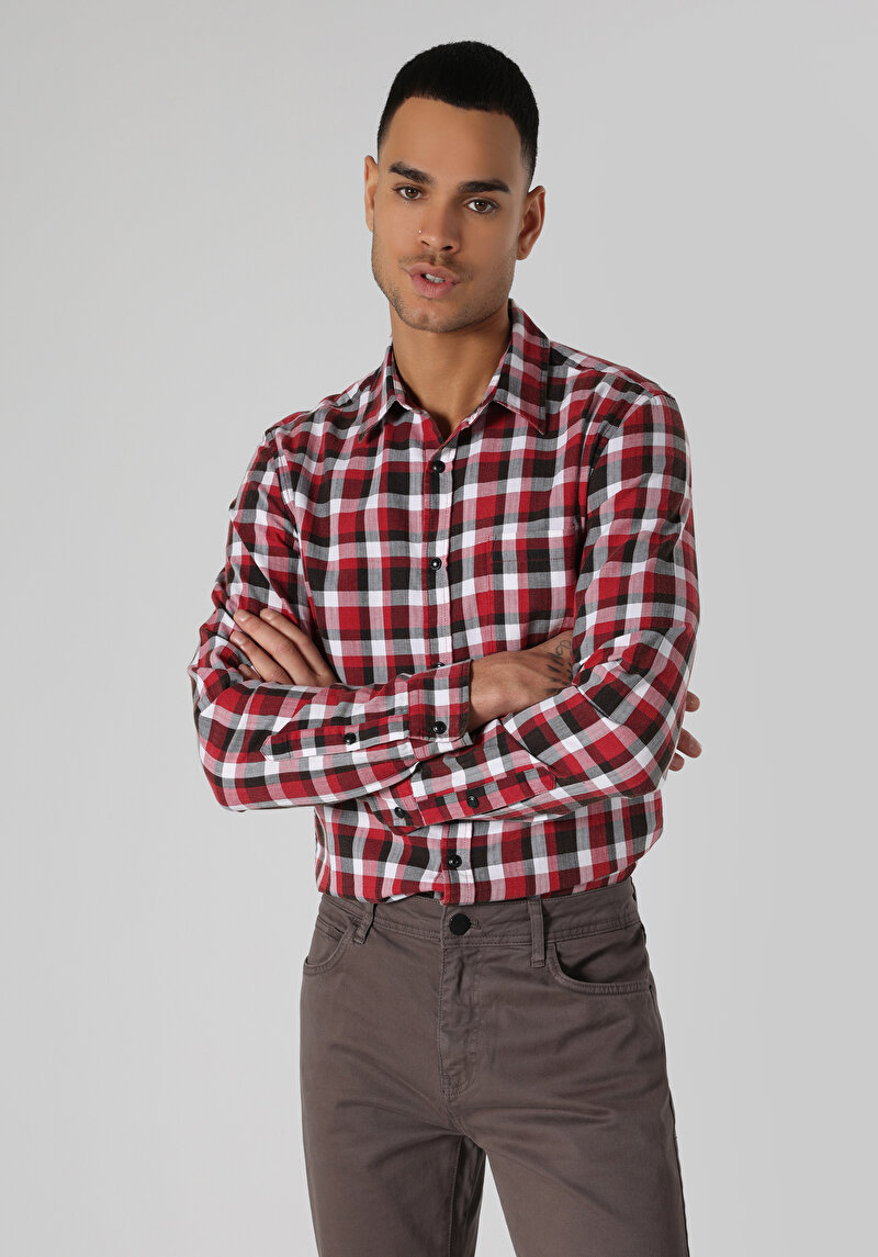 Показати інформацію про Сорочка З Довгим Рукавом Чоловіча Червона  Cl1061712