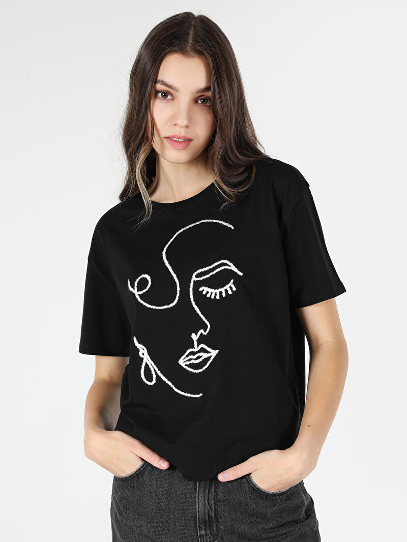 Показати інформацію про Футболка З Коротким Рукавом Жіноча Чорна  Cl1062565