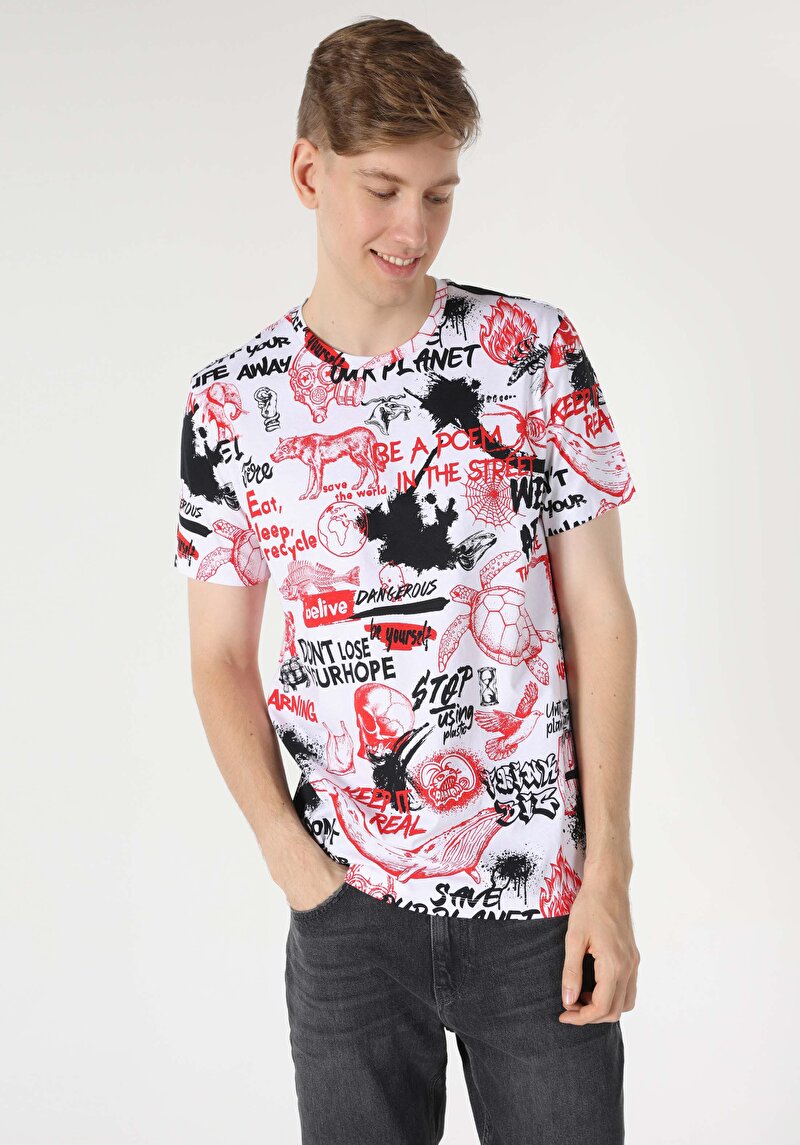 Показати інформацію про Футболка З Коротким Рукавом Чоловіча Біла  Cl1062670