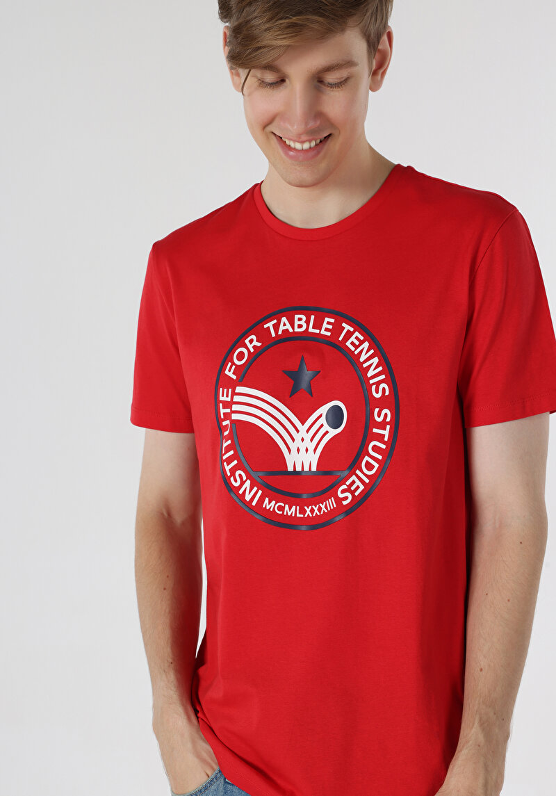 Показати інформацію про Футболка З Коротким Рукавом Чоловіча Червона  Cl1063357