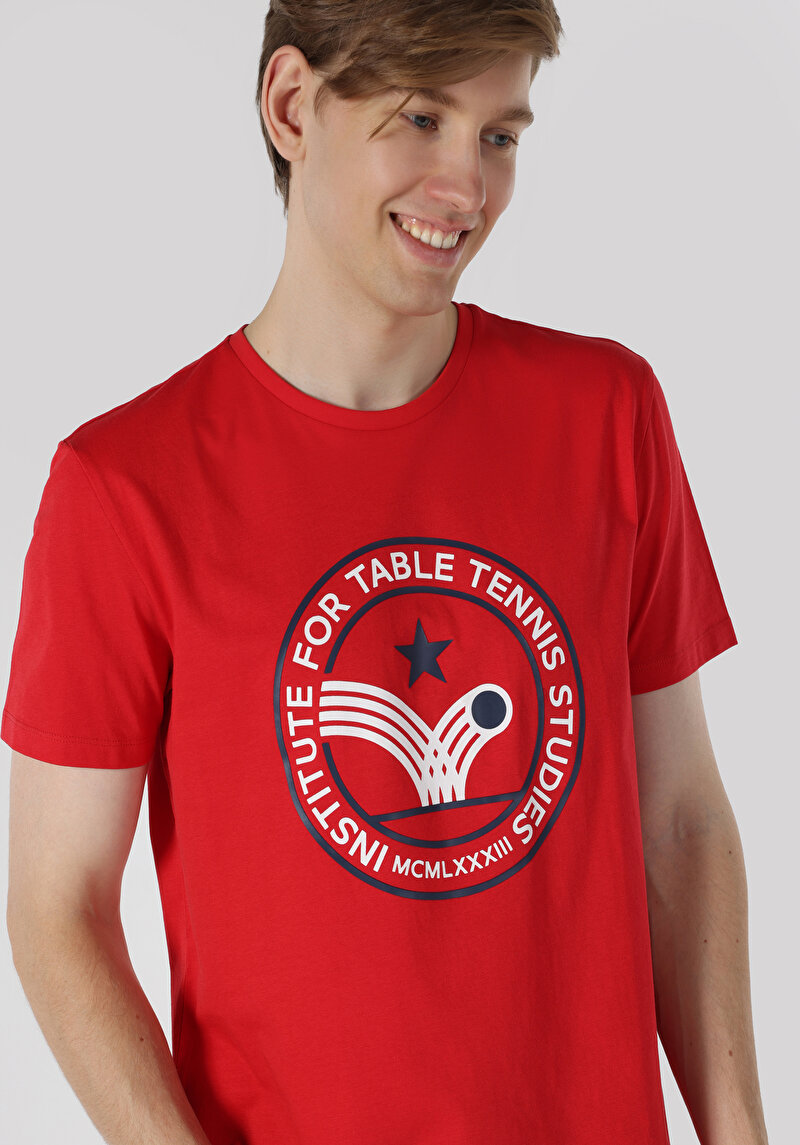 Показати інформацію про Футболка З Коротким Рукавом Чоловіча Червона  Cl1063357