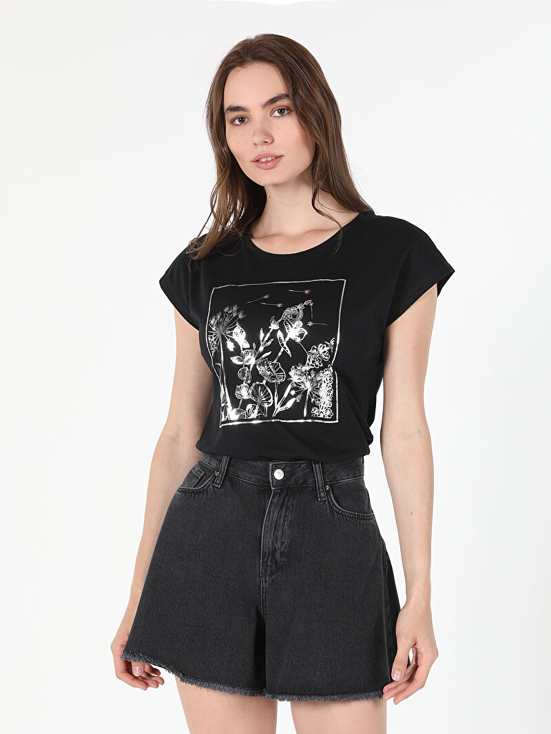 Показати інформацію про Футболка З Коротким Рукавом Жіноча Чорна  Cl1058978